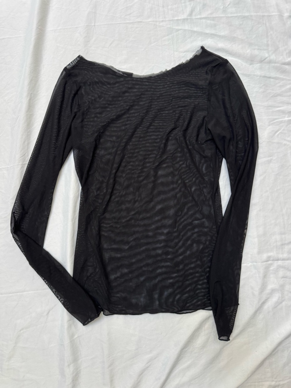 Black Sheer Long-Sleeve Top - Unbranded